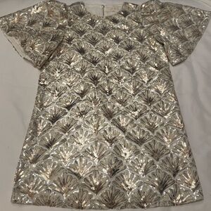 Anthropologie Silver/Gold Sequin Embellished Dress
